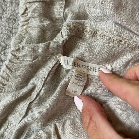 Eileen Fisher Light Tan Linen Cropped Pants